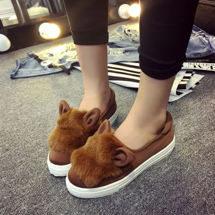 

Fashion Women Boots Winter Rabbit Fur Women Flats Shoes Leopard Casual Ladies Winter Boots Shoes