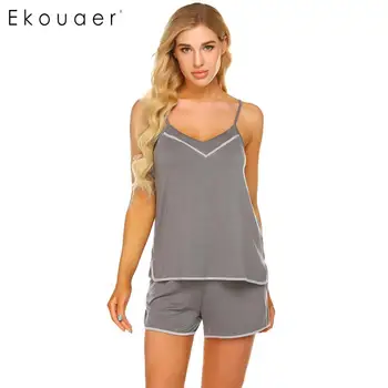 Ekouaer Sexy Pajamas Set Women Summer Nightwear Suit V-Neck Sleeveless Contrast Color Camisole Tops Shorts Pajama Sleepwear
Ekouaer Sexy Pajamas Set Women Summer Nightwear Suit V-Neck Sleeveless Contrast Color Camisole Tops Shorts Pajama Sleepwear