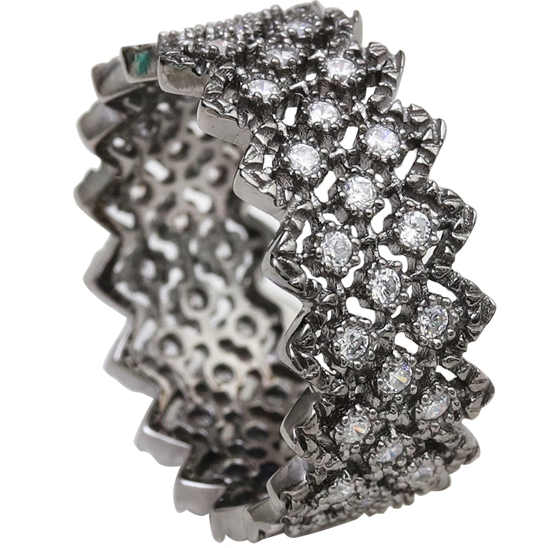 

CMajor 925 sterling silver jewelry lace cubic zircon stone ancient elegant rings for women black color ring