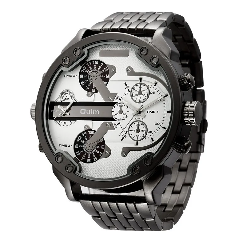 Большой размер мужские часы Роскошные брендовые известный уникальный дизайн кварцевые часы мужские большие часы мужские Oulm relogio masculino - Цвет: HT3548 White