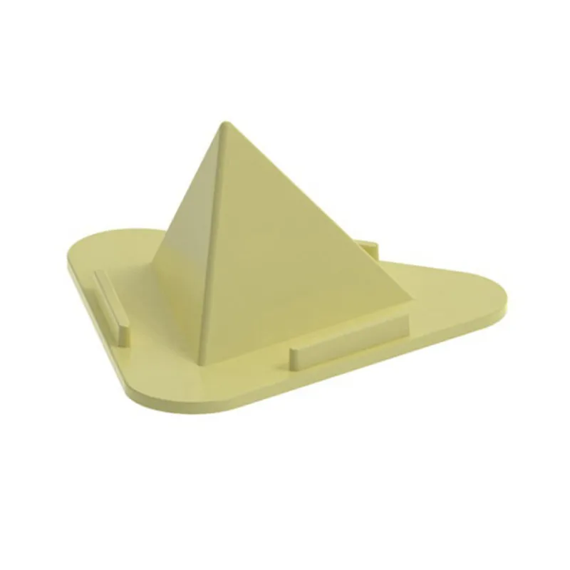 Треугольный дизайн Универсальный трехсторонний Пирамида настольная подставка кронштейн сотовый телефон держатель Подставка для samsung для huawei - Цвет: Цвет: желтый