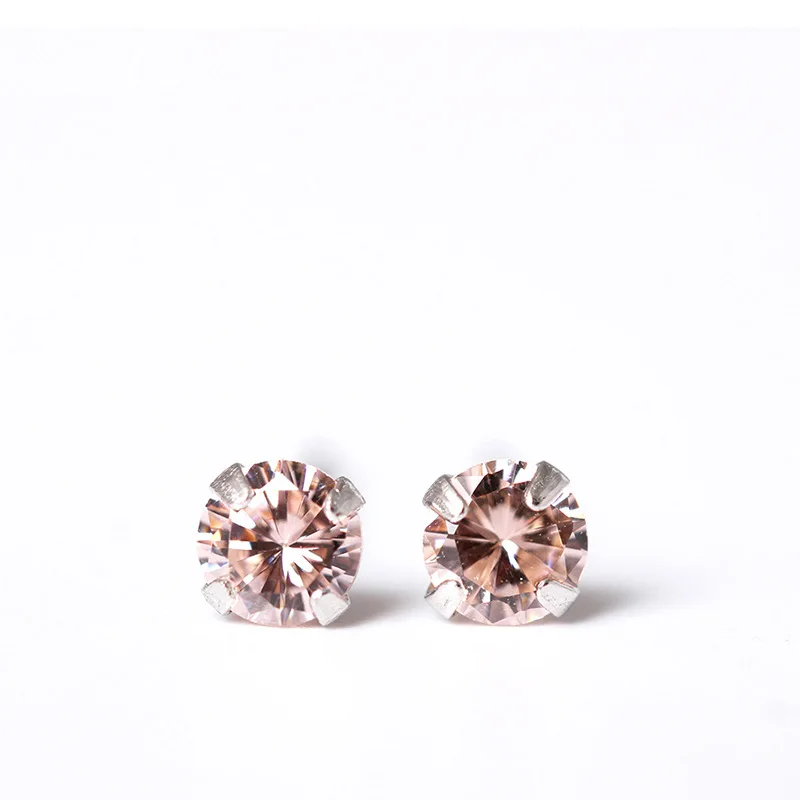 Champagne four claw Cubic Zirconia earrings 100% 925 Sterling silver Jewelry fashion Stud earrings for women gift