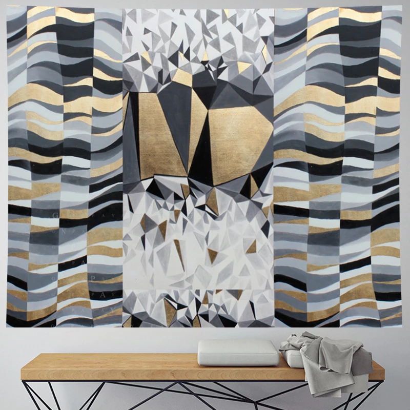 Personality Geometric stripe abstract wall hanging structure yellow Tapestries hippie Psychedelic Wall carpet Hanging Home Decor Personality Geometric stripe abstract wall hanging structure yellow Tapestries hippie Psychedelic Wall carpet Hanging Home Decor