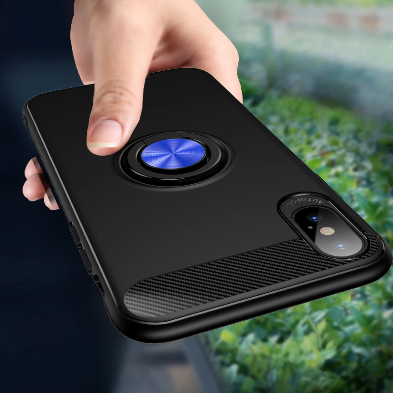 Чехол Toraise для iPhone X роскошный металлический кольцевой кронштейн силиконовый
