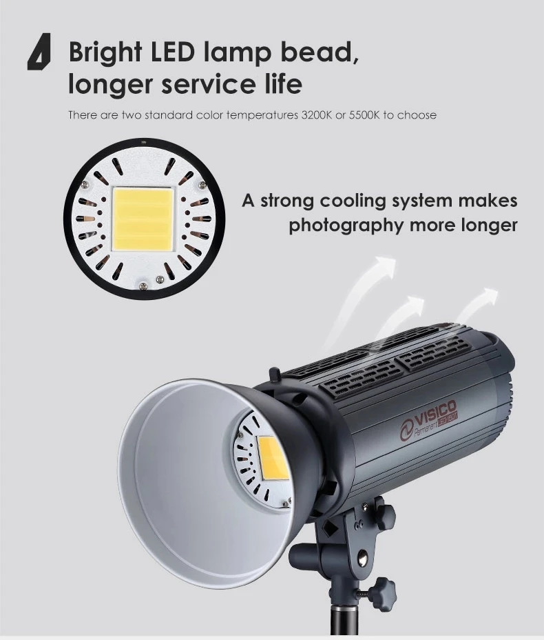 VISICO 200T светодиодный студийный светильник-вспышка стробоскоп с беспроводным пультом дистанционного управления светильник для наружной фотосъемки для камеры фотостудии