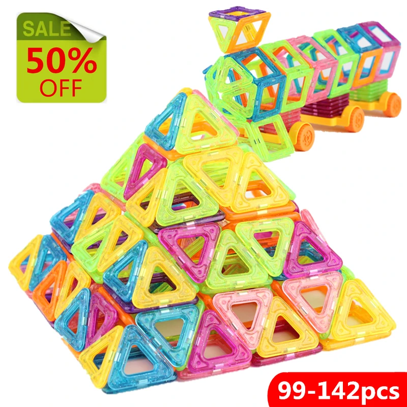 

142 Pcs 3 Different Style DIY Magnetic Building Blocks toy Mini Designer Educational Toys Construction Bricks Plastic Toys