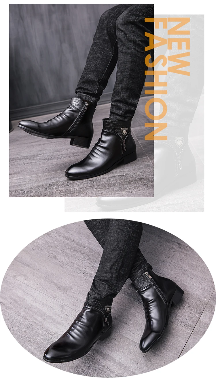 JUNJARM г., модные мужские Ботильоны мужские ботинки из мягкой кожи теплые мужские зимние ботинки удобные мужские зимние ботинки черного цвета