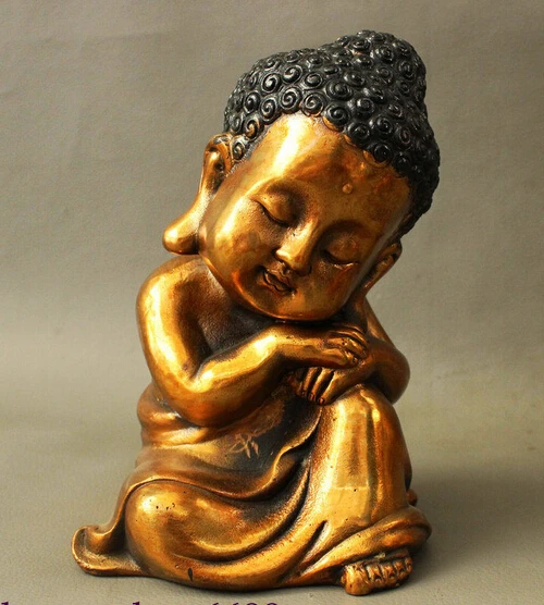 

xiuli 003733 7" China Chinese Buddhist Bronze Sakyamuni Shakyamuni Buddha Thought Statue Set