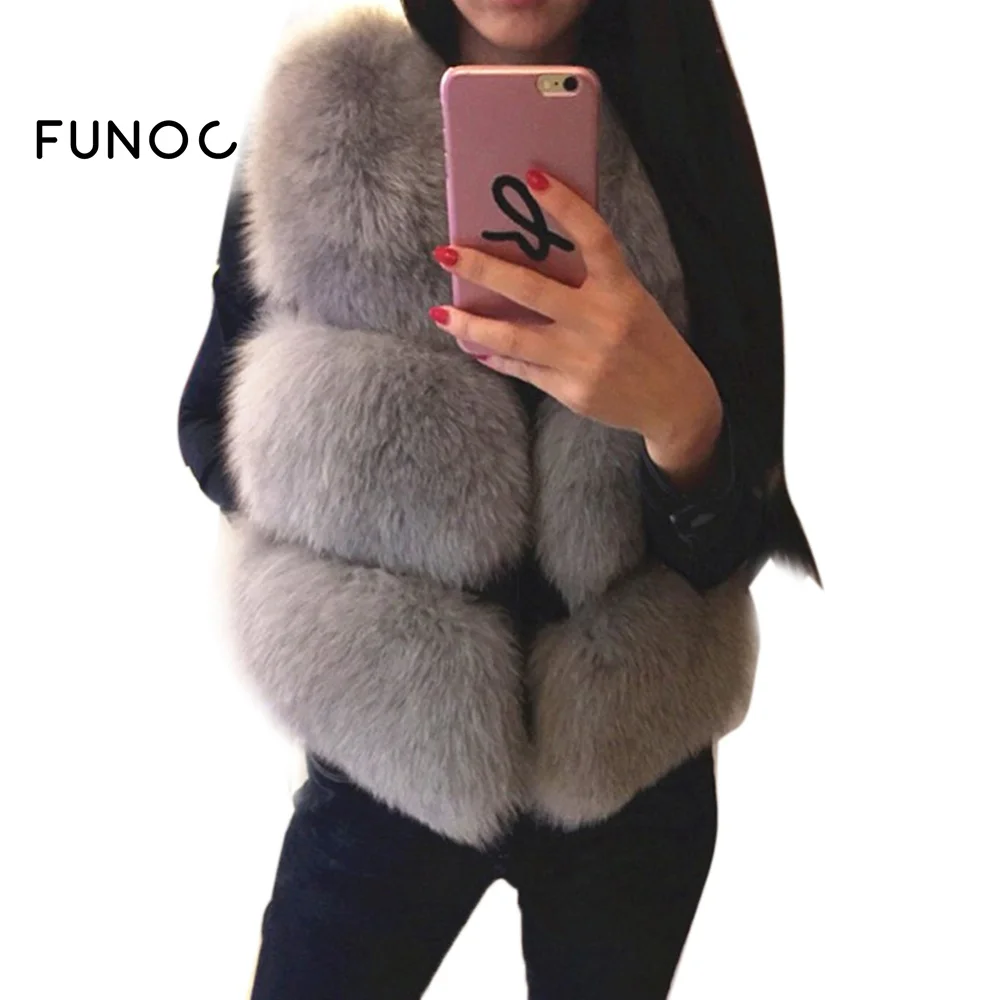 

Winter Women Fur Coat Thick Warm Luxury Fox Fur Vest Jacket Gilet High Quality Female Fur Overcoat Outwear Colete Feminino