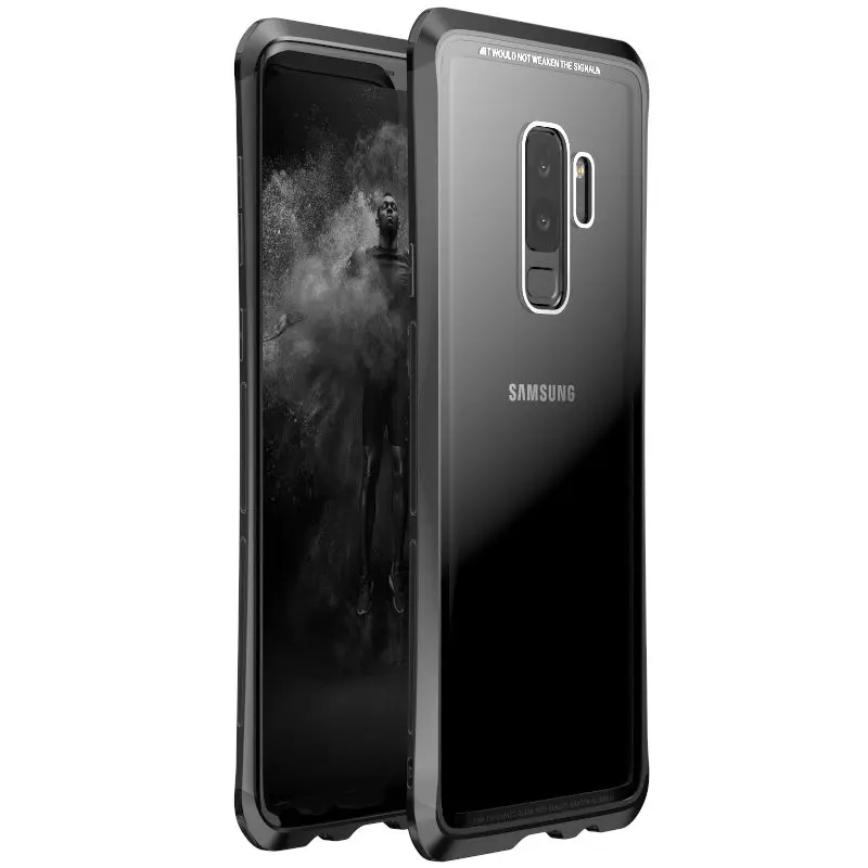 LUPHIE чехол для samsung Galaxy S9 S8 Plus Note 9 8 прозрачный стеклянный чехол для samsung S8 S9 металлический бампер прозрачные чехлы в виде ракушки - Цвет: Black Black