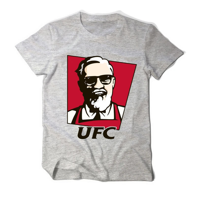 

Summer Conor McGregor UFC KFC Colonel Harland Sanders Creative Design Printed Short Sleeve T Shirt Men Cotton Tees Funny T-Shirt