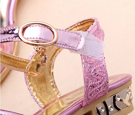 WEONEWORLD/ г.; Детские босоножки для девочек-принцесс; детская обувь для девочек; свадебные модельные туфли на высоком каблуке; Детские босоножки; цвет розовый, золотой