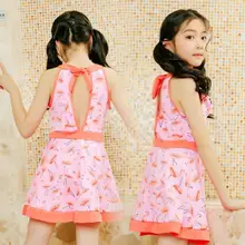 Купальный костюм с фламинго для маленьких девочек; цельный купальник-бикини; детский купальник; Модный Купальник с рисунком; пляжная одежда