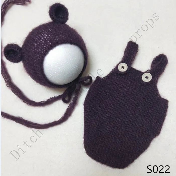 handmade mohair teddy bear hat+ shorts Newborn photography props - Color: S022