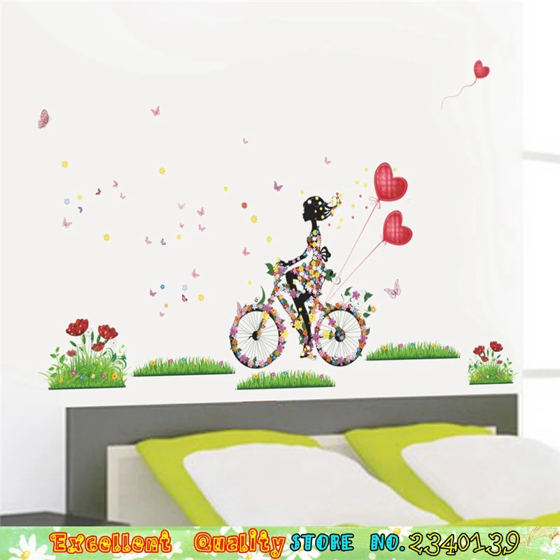 Flower Butterfly Heart Balloon Wall Sticker For Girls Room Bedroom