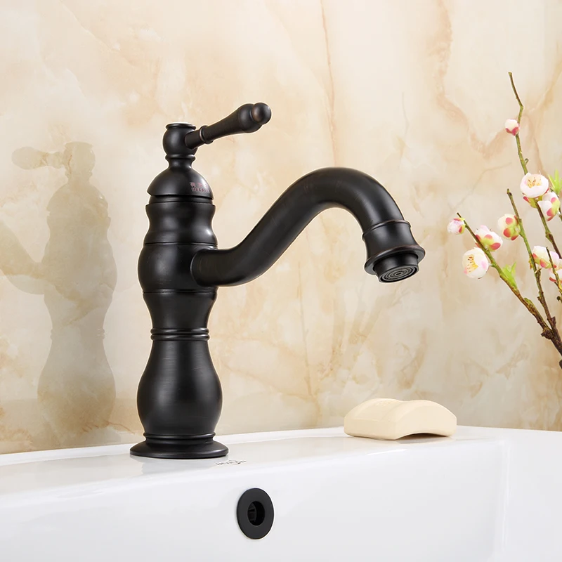 

A1 European retro black rotatable faucet copper faucet bathroom thickened hot and cold faucet under counter basin wx7271752