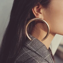 AENSOA Trendy Große Offene Runde Ohrringe Für Frauen Übertrieben Punk Gold Farbe Kreis Metall Ohrring Party Hochzeit Schmuck