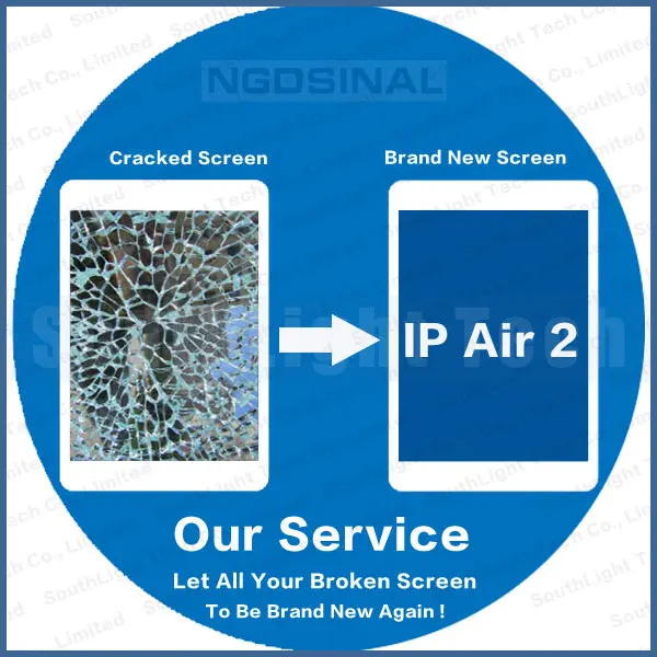 

Professional Repair Service For Ipad Air 2 LCD Screen Touch Digitizer Assembly For Ipad 6 Cracked Glass Original Refurbish Renew