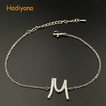 Браслет HADIYANA простой буквенный дизайн Классический Тонкий трос Регулируемый изящный ослепительный Шарм Романтический Высокое качество SL571 Pulsera
