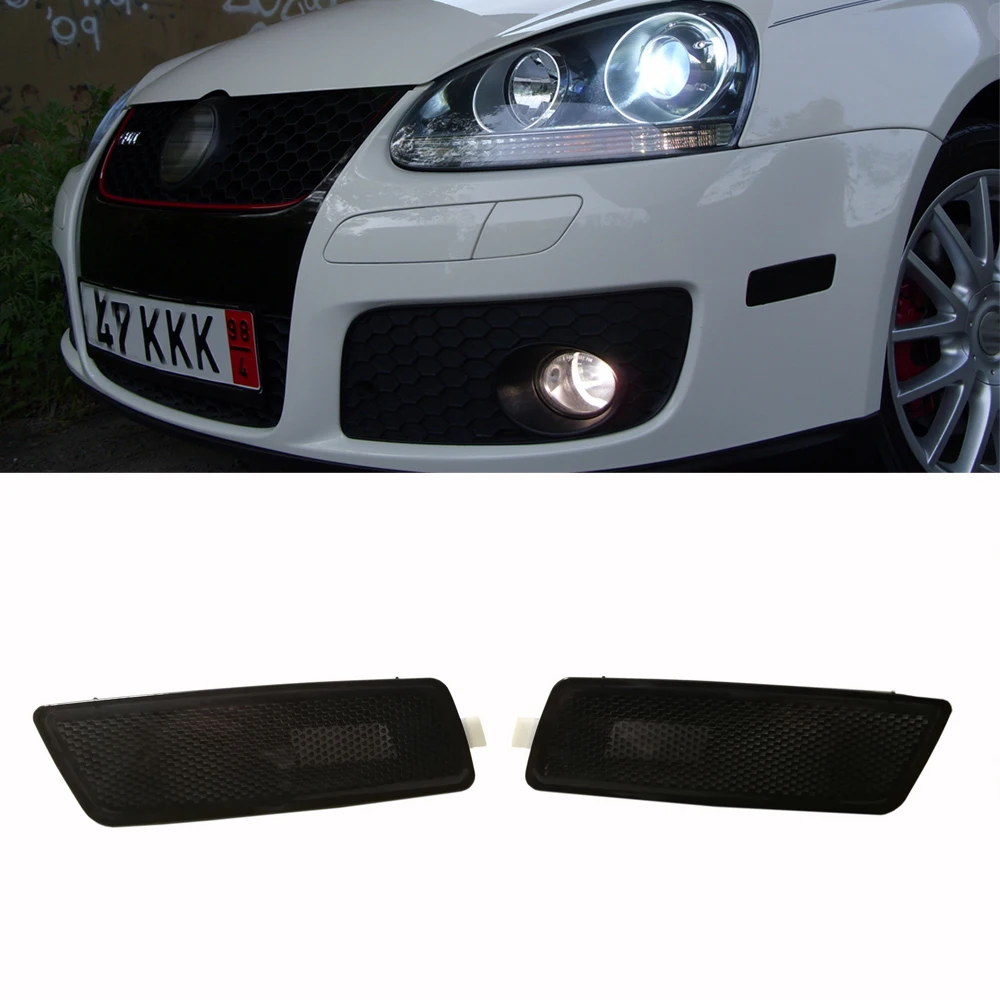 LH & RH для 2006 2009 MK5 RABBIT/GTI/JETTA/GLI передний желтый дымчатый Белый бампер боковые габаритные огни чехол без