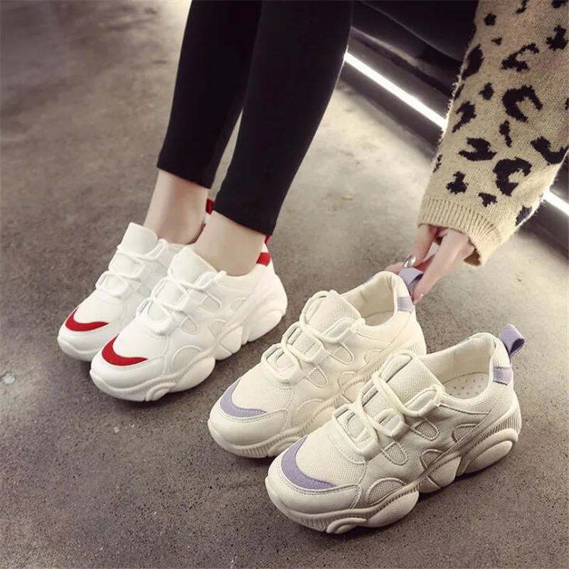 AGUTZM New Mesh Breathable Comfortable Sneakers Spring lace-up Woman Shoes Cute Bear Bottom woman casual flats chaussures Q953