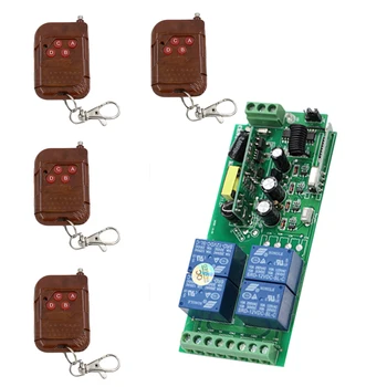 

315/433MHZ AC85V 110V 220V 250V 4CH RF Wireless Remote Control Learning Code Remote Control Switches Receiver and 4 Transmitters