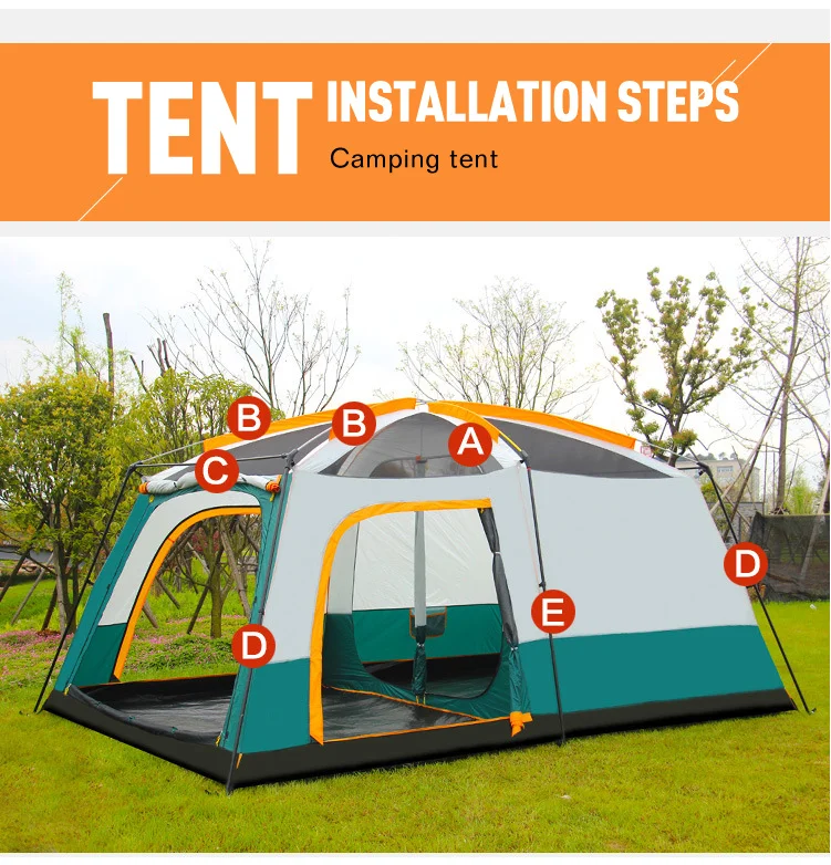 Высокое качество Открытый Кемпинг 4 сезона палатка для прогулок две палатка для спальни большое пространство 6-12 человек кемпинг палатка