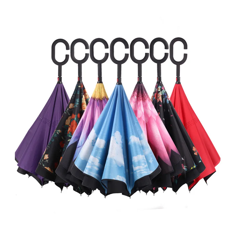 

German creative double layer reverse umbrella Men and women or folding car can stand hands-free Fangu windproof umbrella