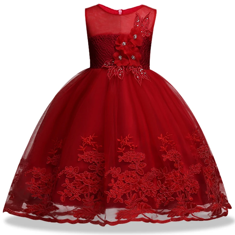 Летнее Детское платье-пачка принцессы с жемчужинами для дня рождения для девочек; кружевное детское элегантное платье подружки невесты для маленьких девочек