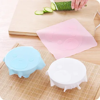 

Multifunctional Food Fresh Keeping Saran Wrap Kitchen Tools Reusable Silicone Cartoon Food Wraps Seal Cover Stretch