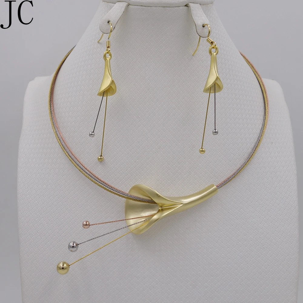 New High Quality set Dubai African 18k real Gold Plated 3color set Fashion Wedding Bridal Costume