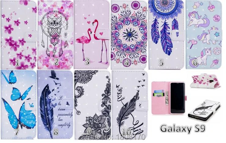 Кожаный чехол кошелек C Ku 3D с бабочкой и цветком для Samsung Galaxy S9 Plus A8 2018 Oneplus 5T