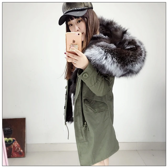 Cheap parkas for women winter outerwear 2016 new fashion natural real fox fur lined detachable parkas with natural raccoon fur collar