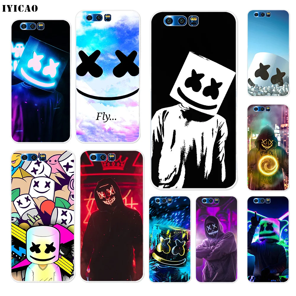

IYICAO Marshmello DJ Soft Silicone Case for Huawei Y9 Y7 Y6 Prime 2018 Honor 8C 8X 8 9 10 Lite 7X 7C 6A 7A Pro Cover