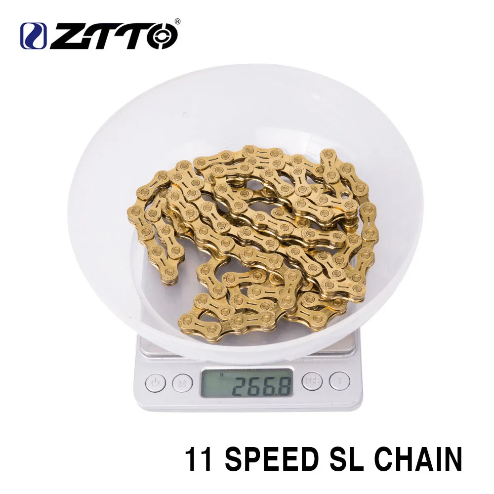 

ZTTO 11s SL Golden half hollow Chain 22s 11 Speed MTB Mountain Bike Road High Quality Durable Gold Cheap for KMC shimano Parts