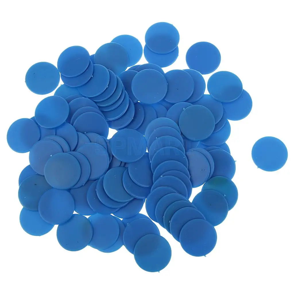 MagiDeal 100Pcs/Pack 18mm Opaque Plastic Board Game Counters Tiddly Winks Numeracy Teaching Aid Math Toys School Supplies