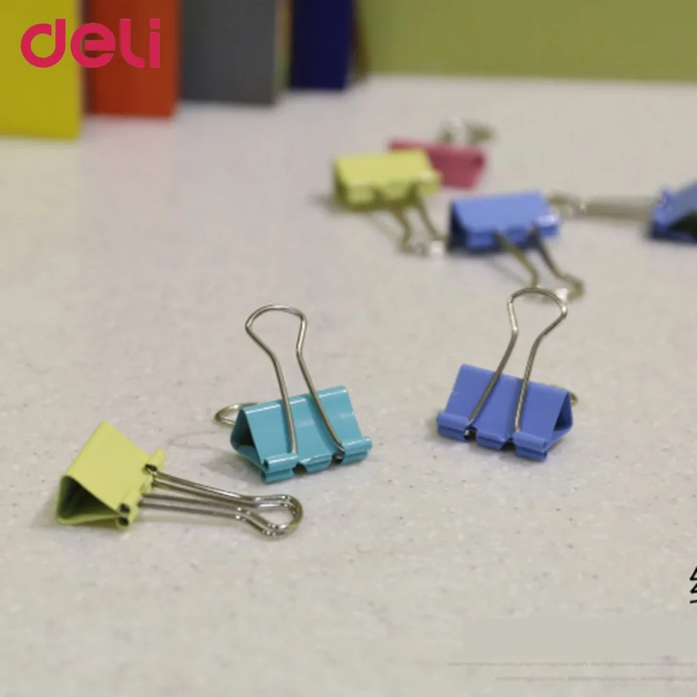 

Deli 8554ES 25mm 48 pcs/tub Mix Colors Metal Binder Clips Paper Clip Long Tail Clips Light Weight Student Teacher Supplies