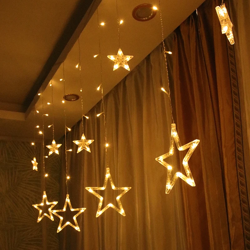 Luces led decoracion Звезда Пентаграмма занавес светильник фея Свадьба День рождения