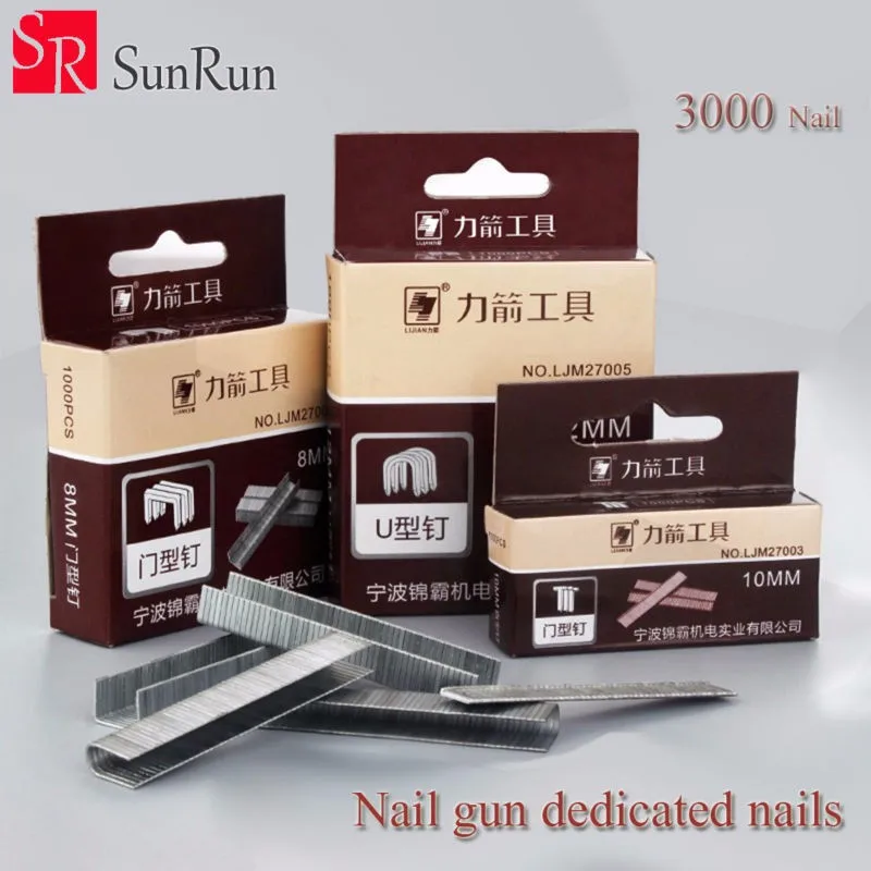 3000pcs-Nail-gun-dedicated-nails-8-10-12mm-Stainless-Steel-Electric-Straight-nail-gun-staples-Freeshipping