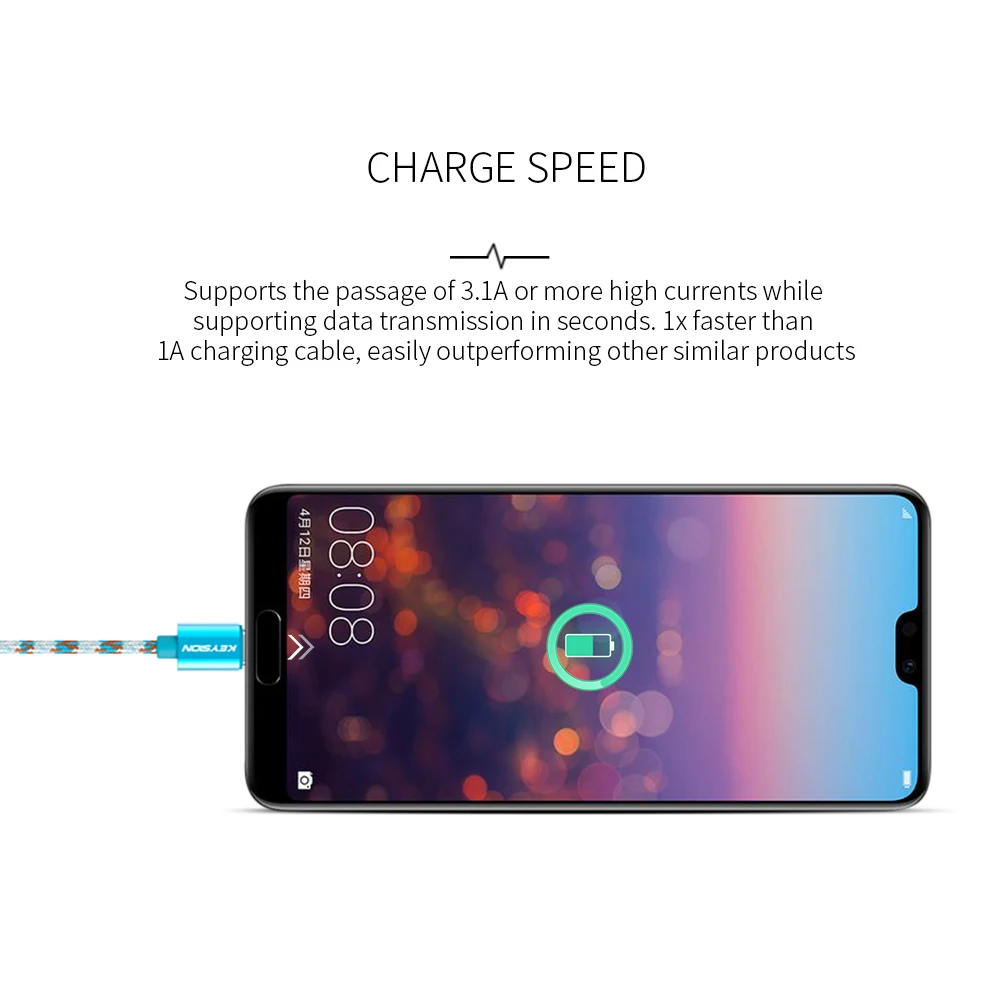 USB Type C кабель KEYSION для Samsung A50 A70 быстрая зарядка TypeC мобильный телефон зарядный