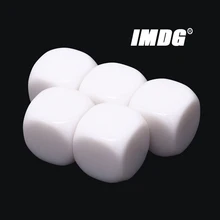 5 unidades/pacote Novo 22mm Branco Em Branco Acrílico Dice Adereços Ensino Jogo Acessórios Ferramentas Matemáticas Canto Arredondado