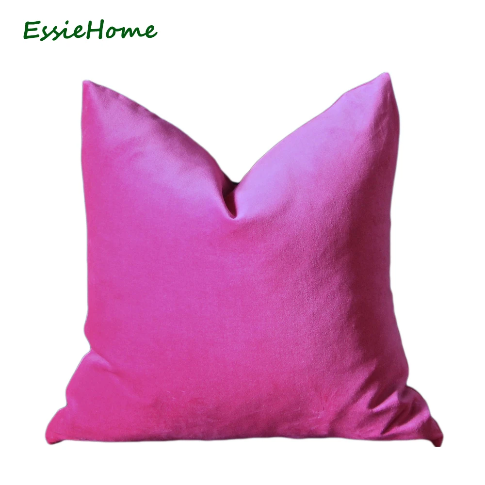 

ESSIE HOME Luxury Matte Cotton Velvet Hot Pink Rose Red Cushion Cover Pillow Case Lumber Pillow Case Velvet