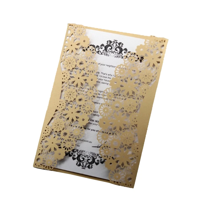100pcs Laser Cutting Wedding Invitations Card Covers Lace Hollow Business Cards Invites Party