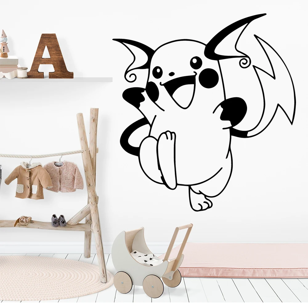

Classic Pikachu Wall Sticker Removable Self Adhesive Watercolo Pvc Wall Decals For Baby Room Wall Decoration Murals vinilo pared
