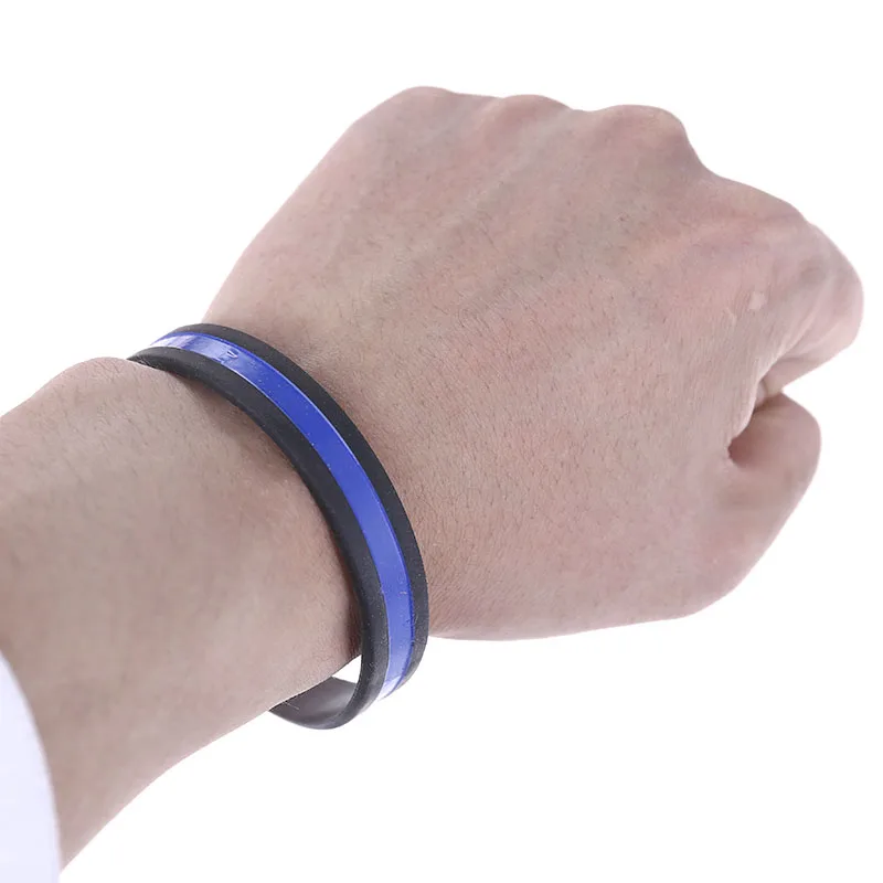 

Lives Imports Silicone Wristband Blue Thin Line Wrist Band drop shipping For man bracelets sport and life 2018 NEW 1 PC