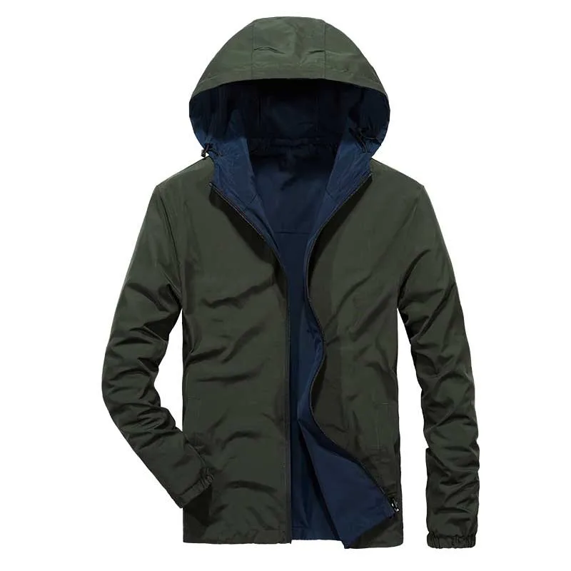 Double Side Jacket Spring Autumn Men Casual Hooded Jacket Windbreaker ...