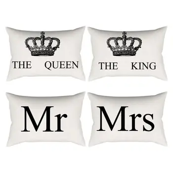 

Home Decor Cushion Cover Crown Queen King Print Decorative Pillowcase for Sofa Seat Linen Cotton Pillow Covers