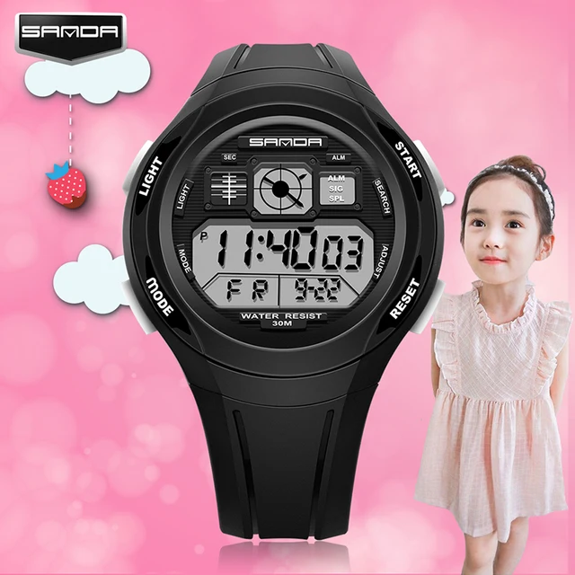 SANDA Children Watch Fashion LED Alarm Shock Resistant Back Light Cartoon Electr SANDA Children Watch Fashion LED Alarm Shock Resistant Back Light Cartoon Electr