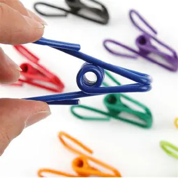 

50pcs Colorful Metal Clips Holders Clothespin Random Color