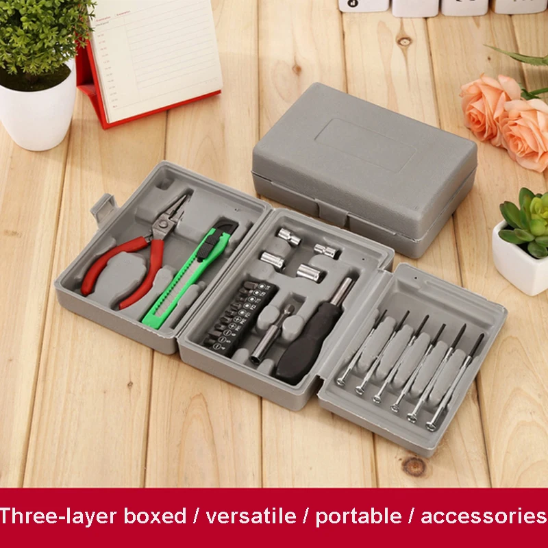 UNeefull 24PCS Tool Set Hand Tools with Knife pliers Wrench Socket Set Screwdriver set home tools set Repair Tool Kits